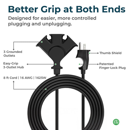 Comfort Grip 3-Outlet Extension Cord