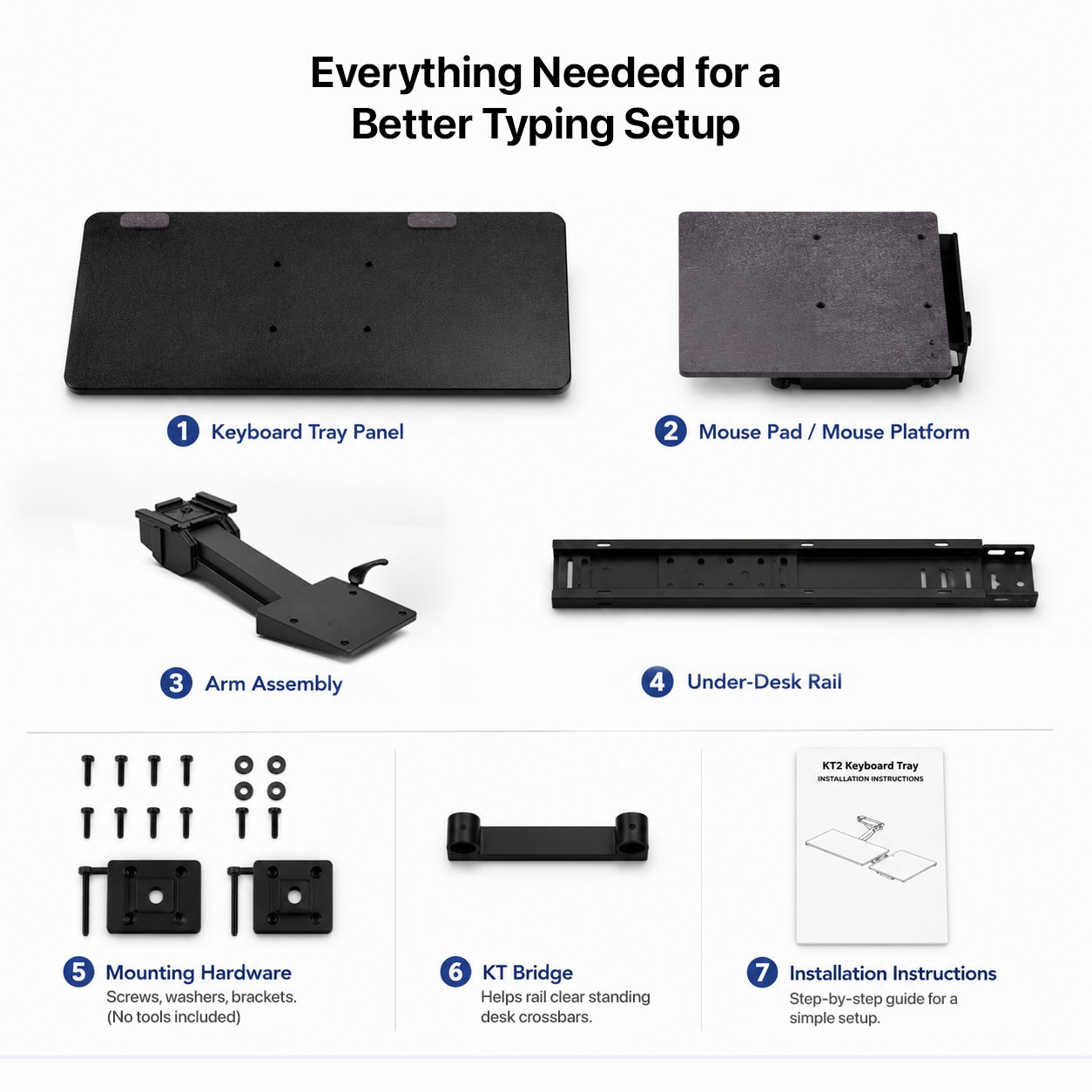 KT2 - Adjustable Standing Desk Keyboard Tray