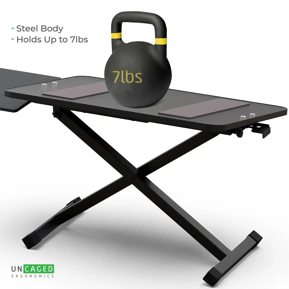 Sturdy steel body with 7 lbs weight capacity.