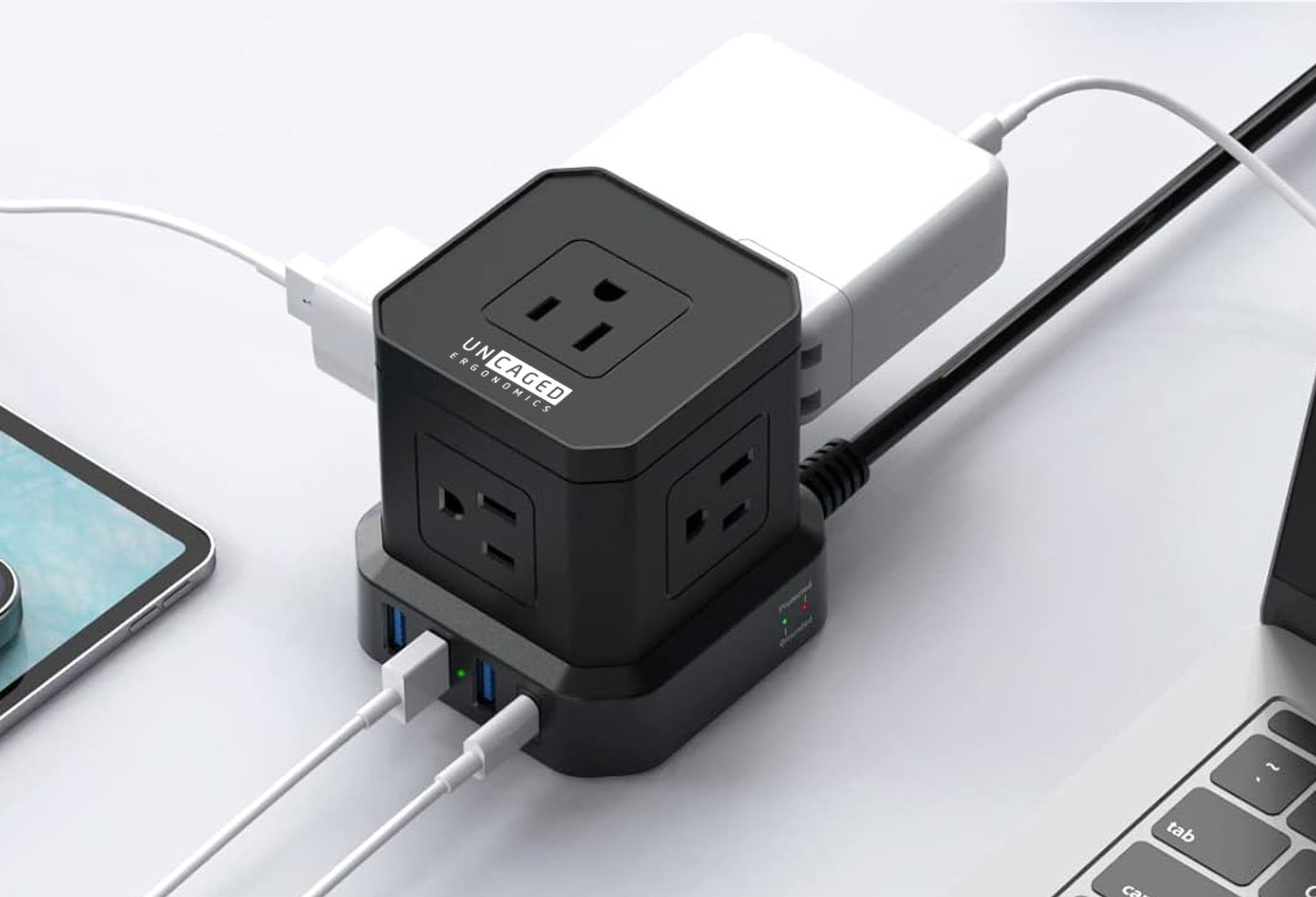 One cube, multiple devices — Charge all your devices with 5 AC, 3 USB-A, 1 USB-C ports.
