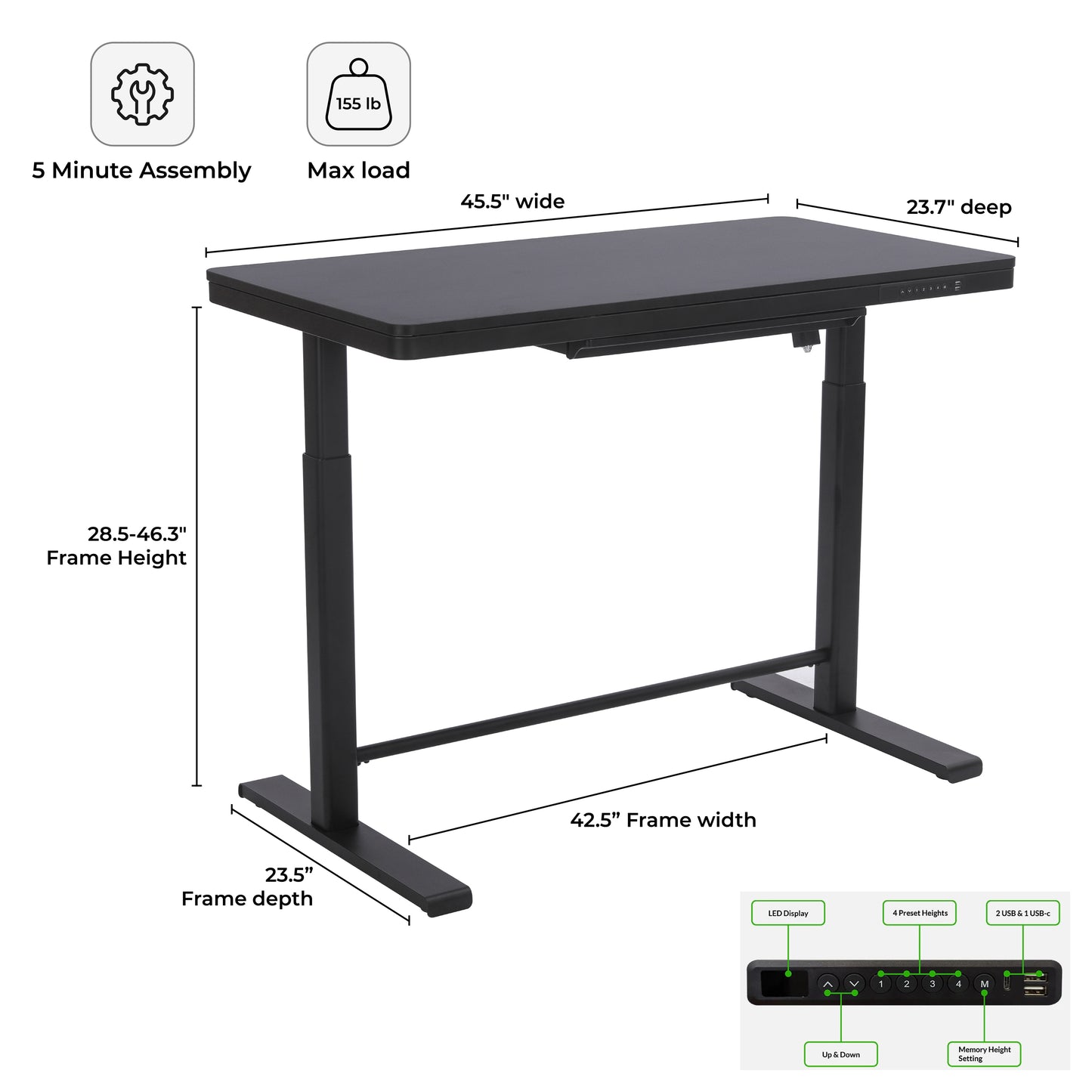 Rise Up Glass Electric Standing Desk