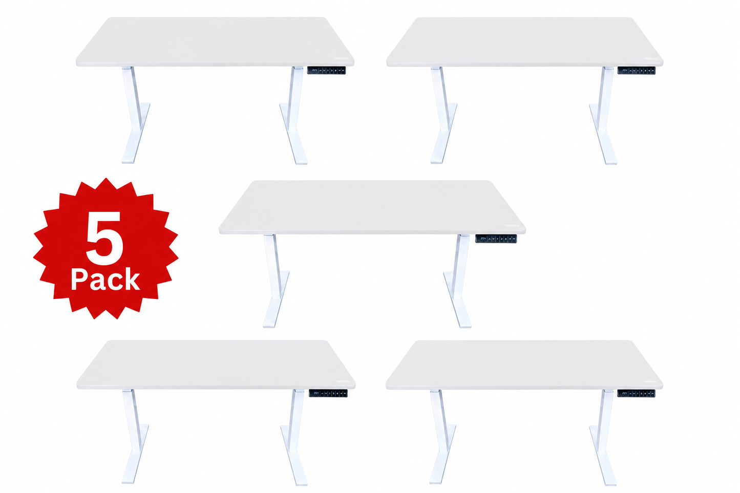 5-Pack Rise Up 60x30 Bamboo Electric Standing Desks - Scratch & Dent