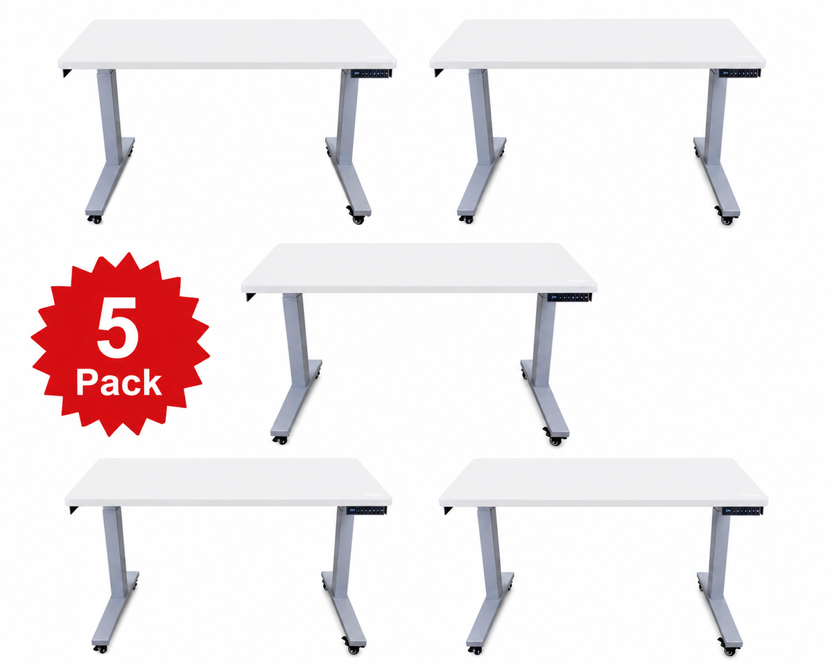 5-Pack Rise Up 60x30 Bamboo Electric Standing Desks - Scratch & Dent