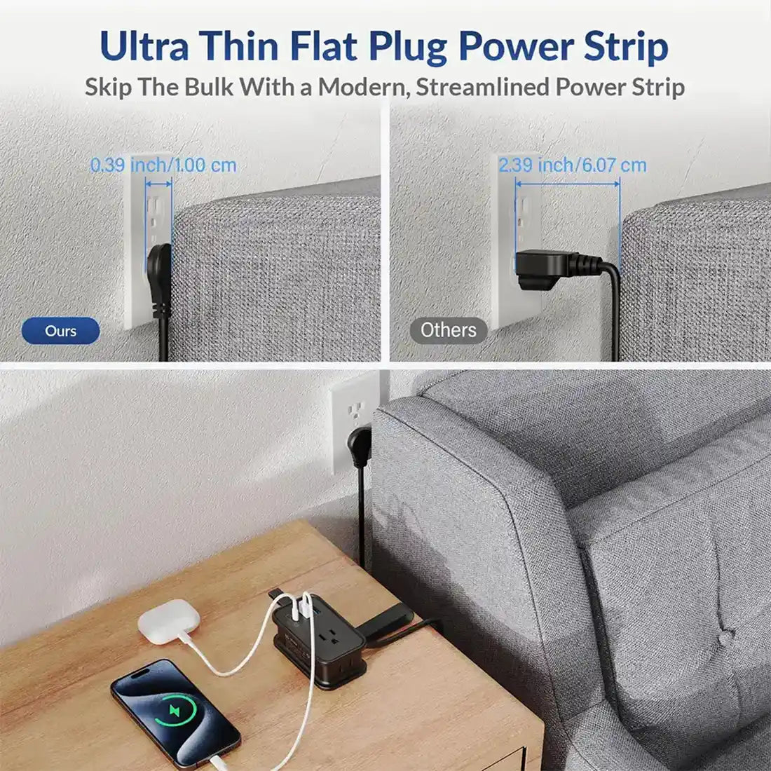 Ultra-Thin Flat Plug – Fits Anywhere, Powers Everything!