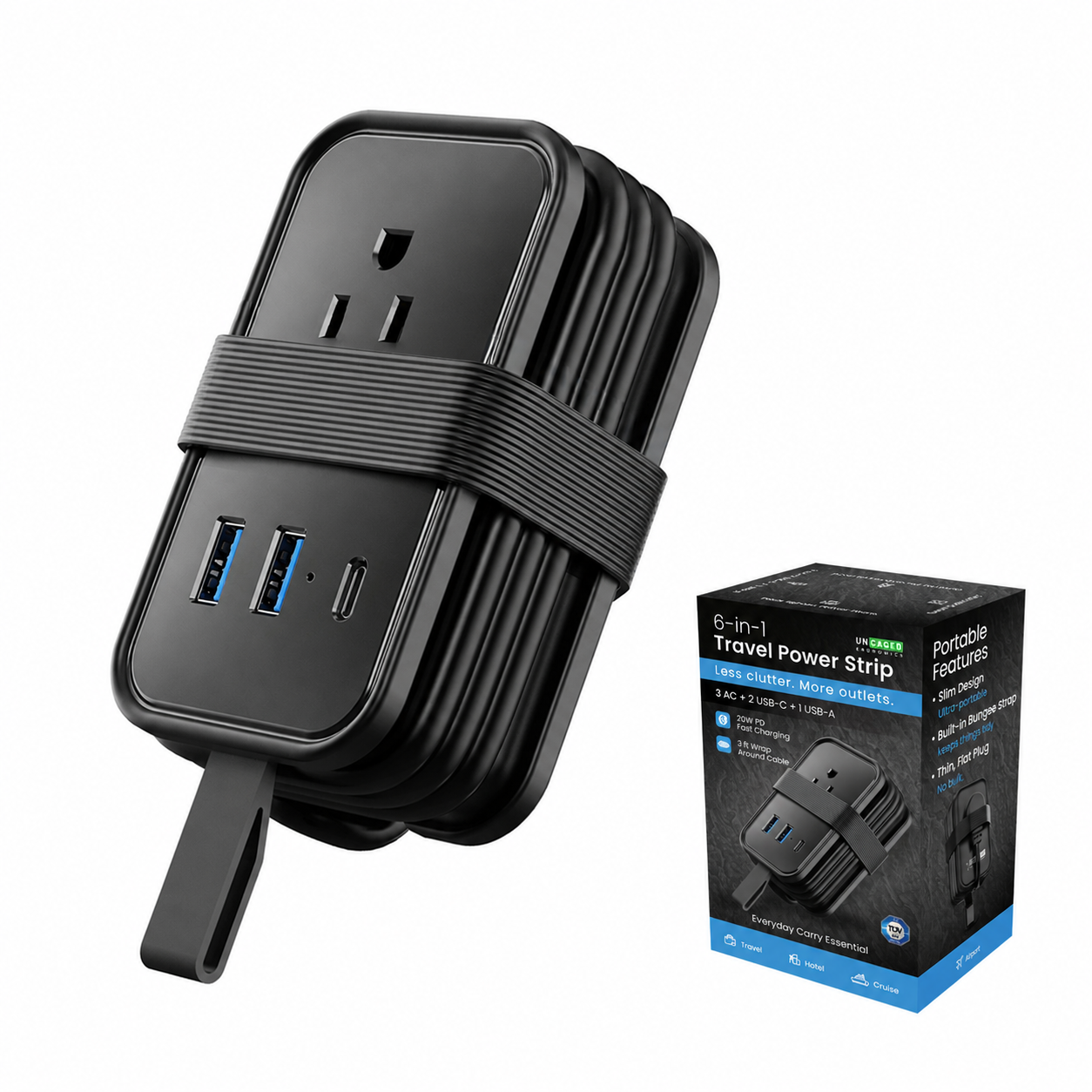 Travel Power Strip with USB-C Ports