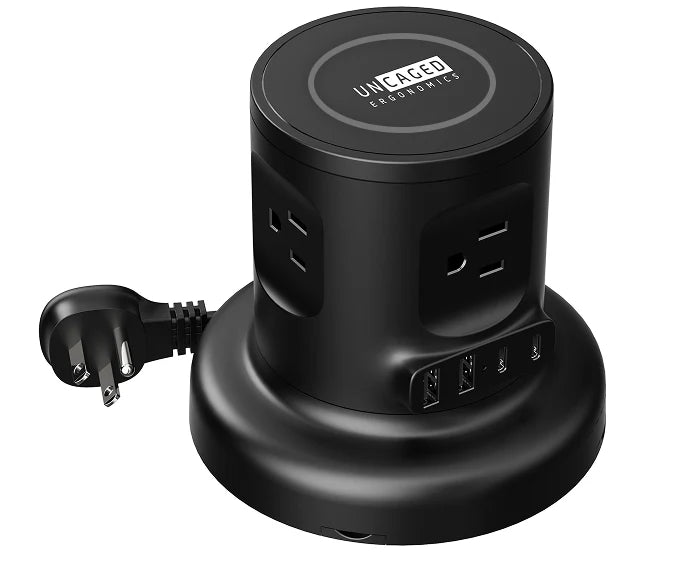 Wireless Retractable Power Strip with 15W Wireless Charger