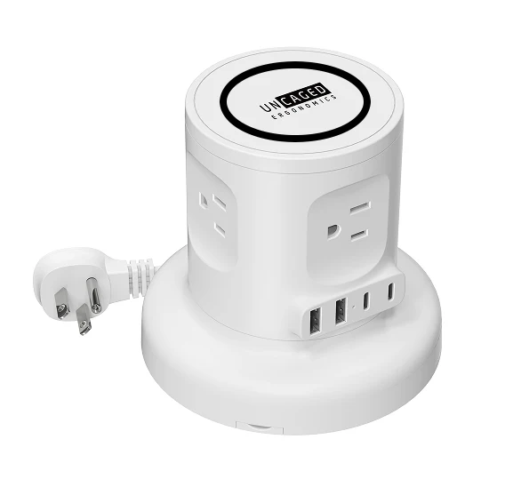 Wireless Retractable Power Strip with 15W Wireless Charger