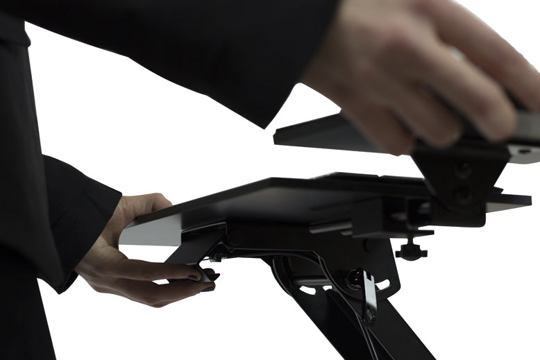 Replacement parts for an adjustable height negative tilt ergonomic under desk computer keyboard tray and standing desk keyboard tray
