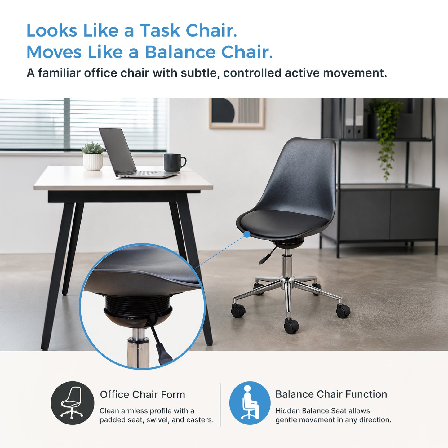 Active Task Chair with Wheels