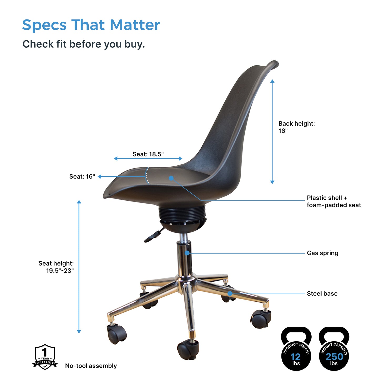 Active Task Chair with Wheels