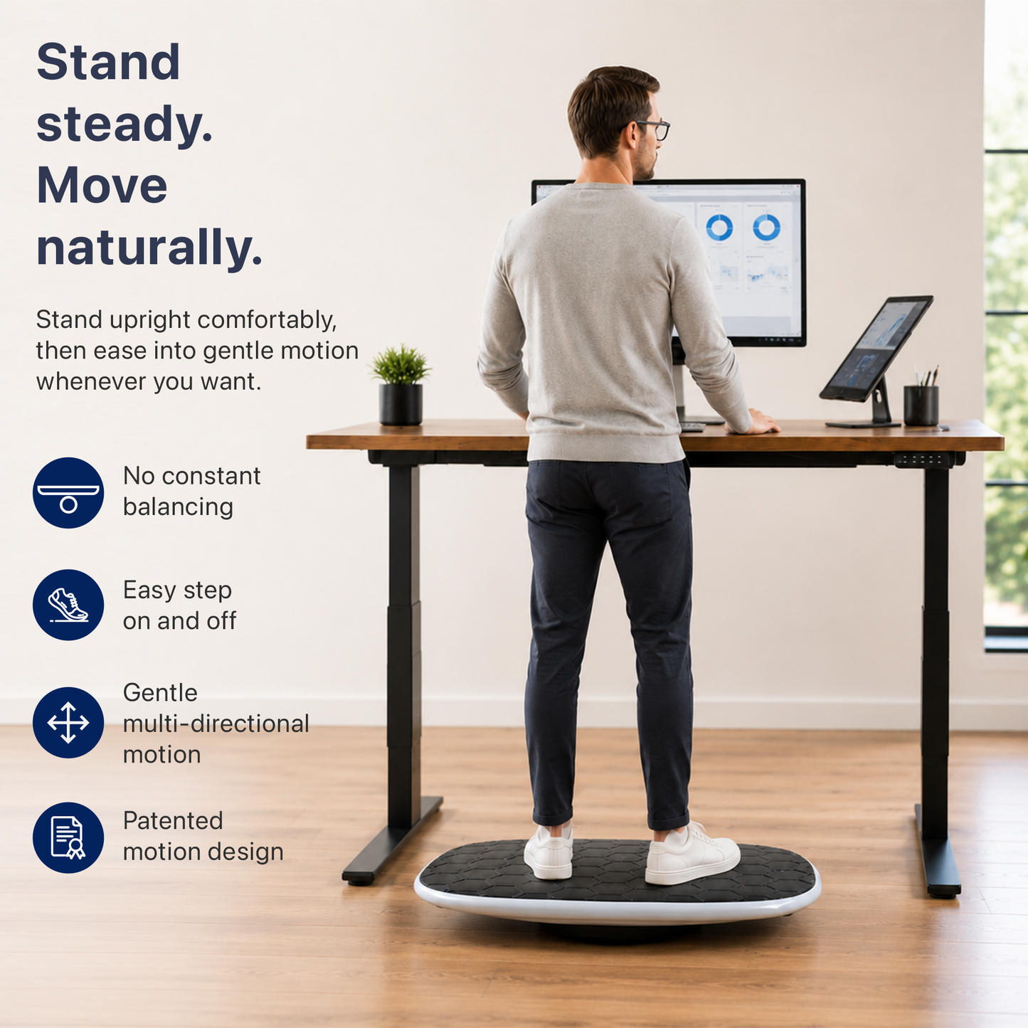 BASE Standing Desk Balance Board with Anti-Fatigue Mat