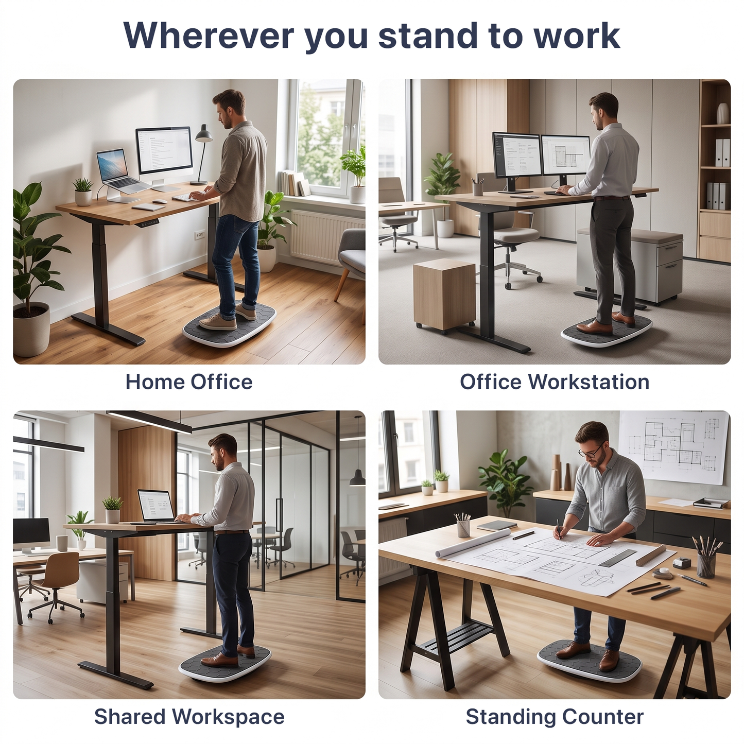BASE Standing Desk Balance Board with Anti-Fatigue Mat