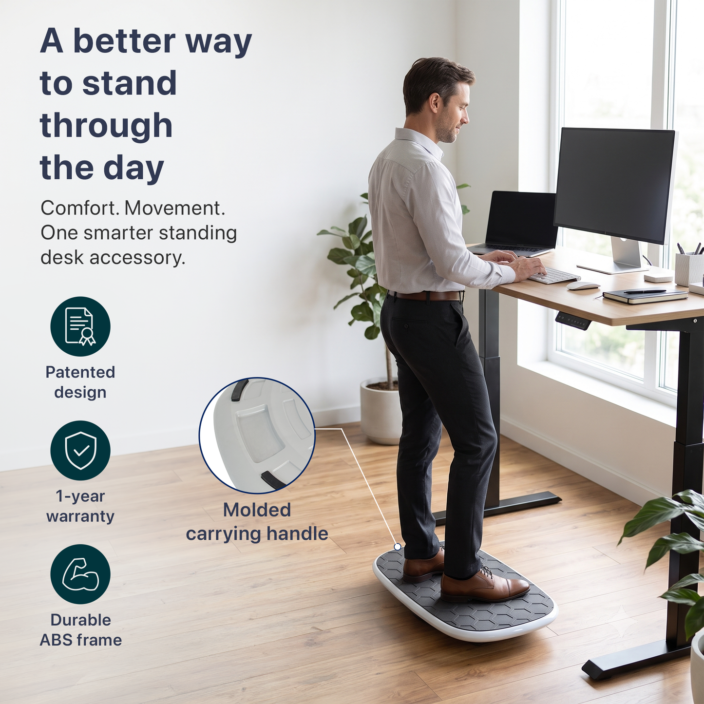 BASE Standing Desk Balance Board with Anti-Fatigue Mat