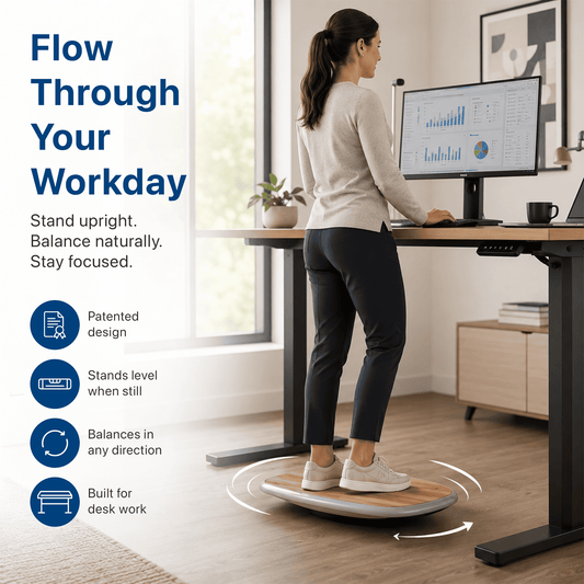 BASE+ Standing Desk Balance Board with Bamboo Deck
