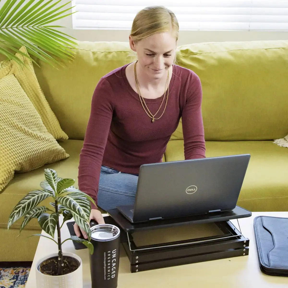 Elevate your laptop with this adjustable stand.