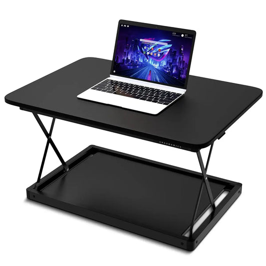 Space-saving, height-adjustable stand.