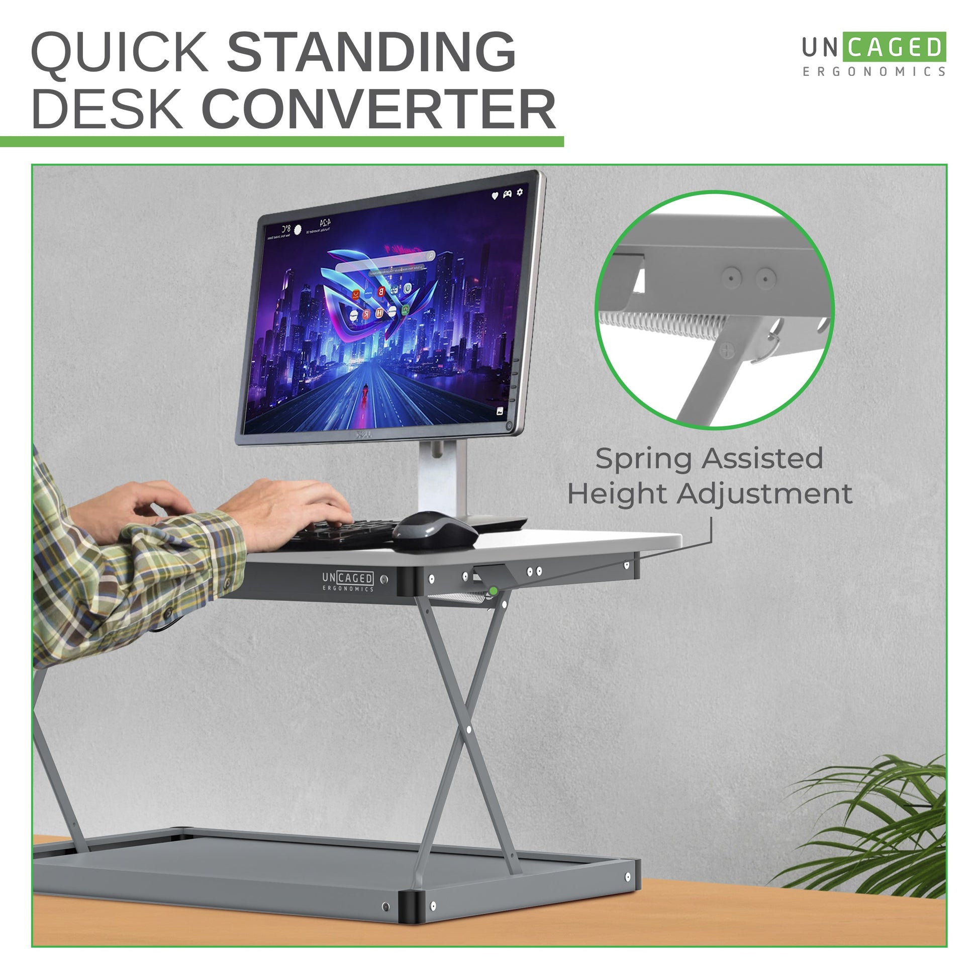 28 Power Rise Electric Adjustable Standing Desk Converter with Dual  Monitor Mount