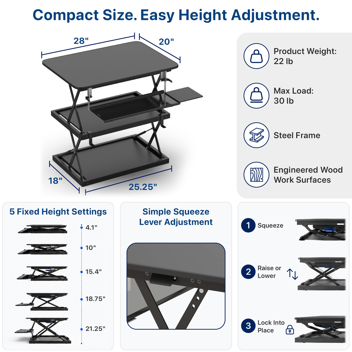 Tall Compact Standing Desk Converter