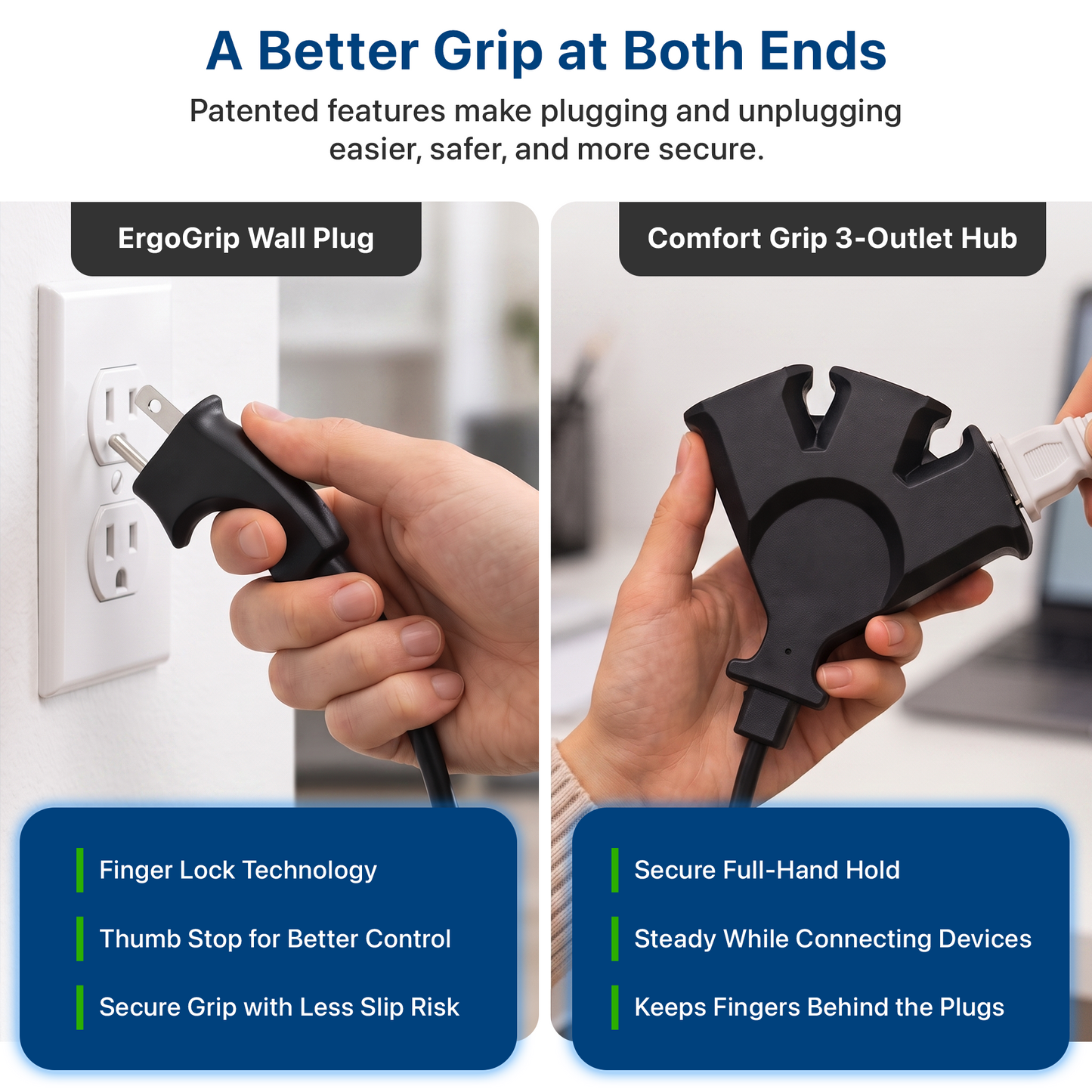 Comfort Grip 3-Outlet Extension Cord