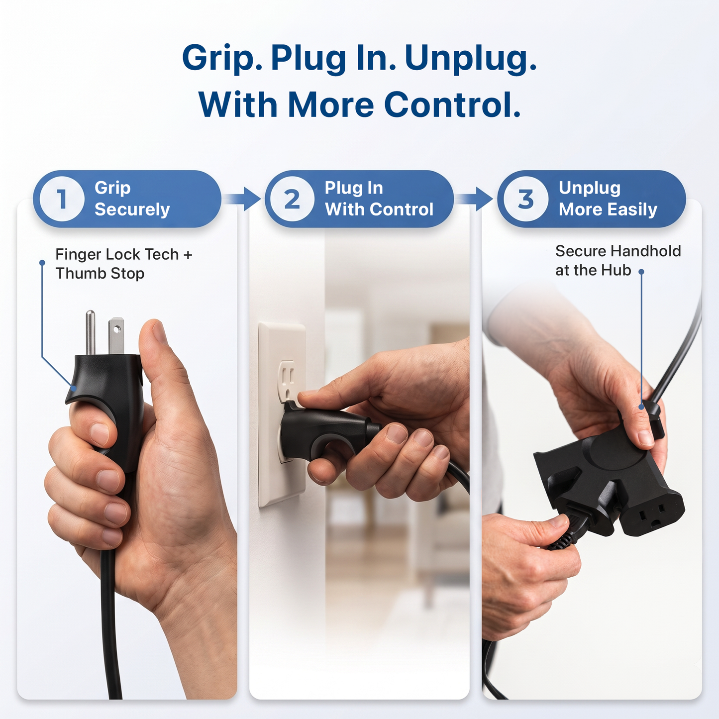 Comfort Grip 3-Outlet Extension Cord