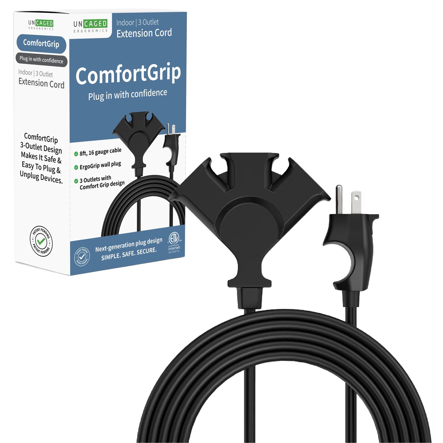 Comfort Grip 3-Outlet Extension Cord