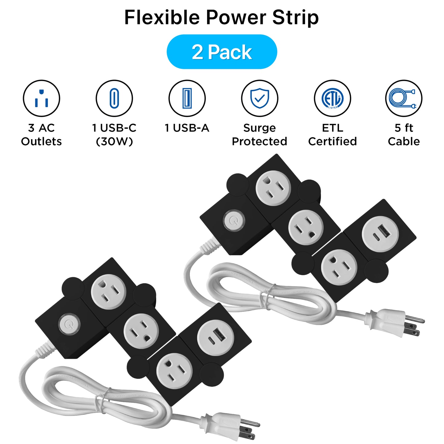 Flexible Power Strip – 2 Pack