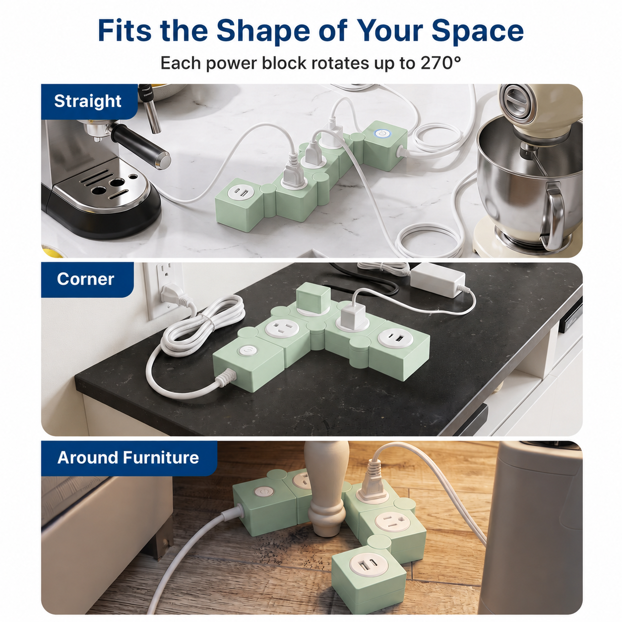 Flexible Extension Cord 2 Pack