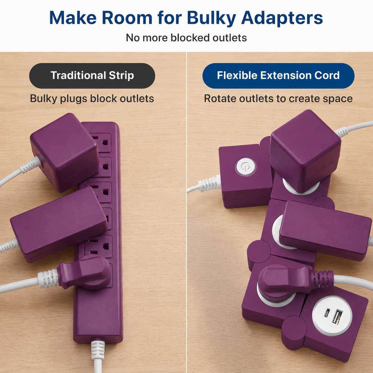 Flexible Extension Cord 2 Pack