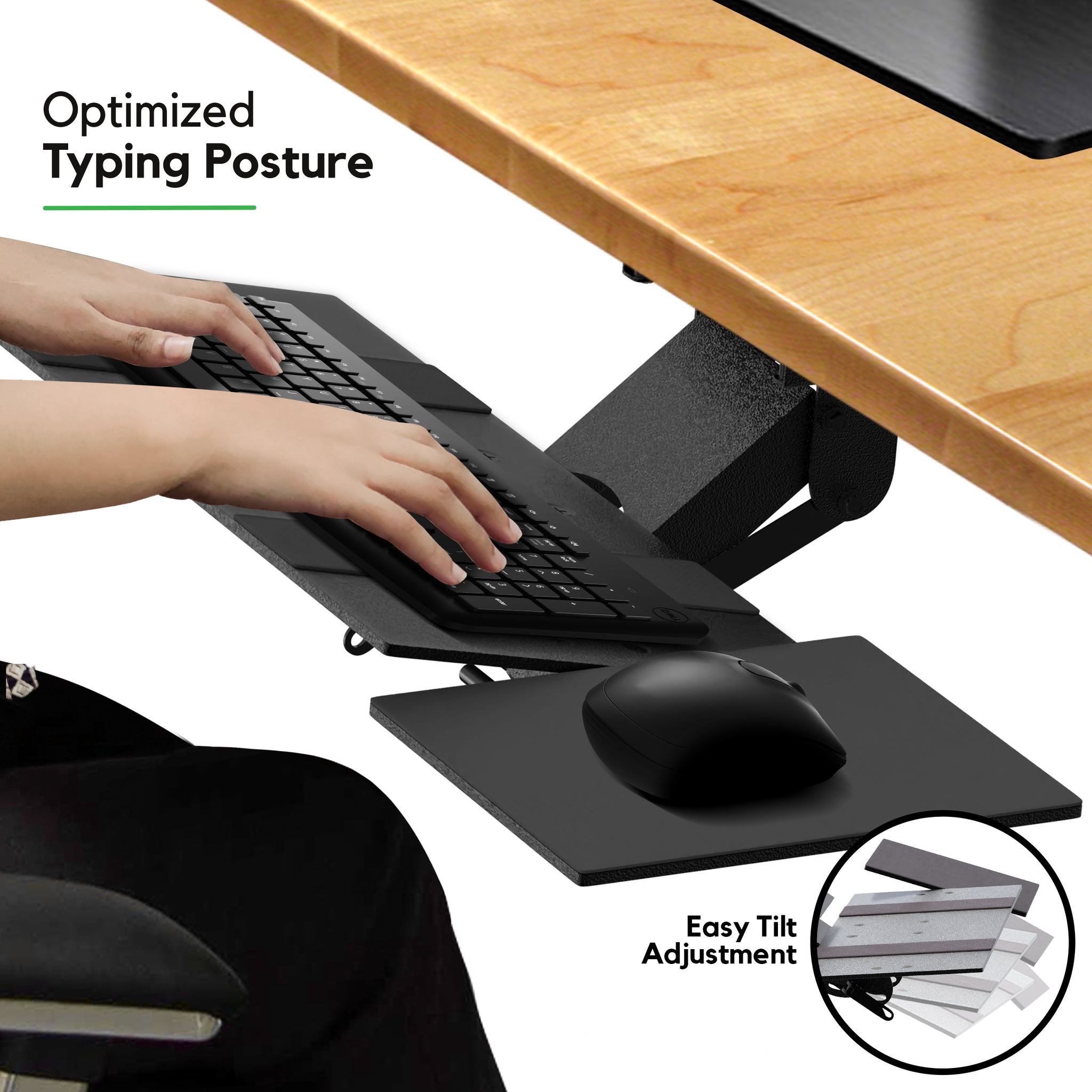 Ergonomic Under-Desk Computer Keyboard Tray adjustable height negative ...