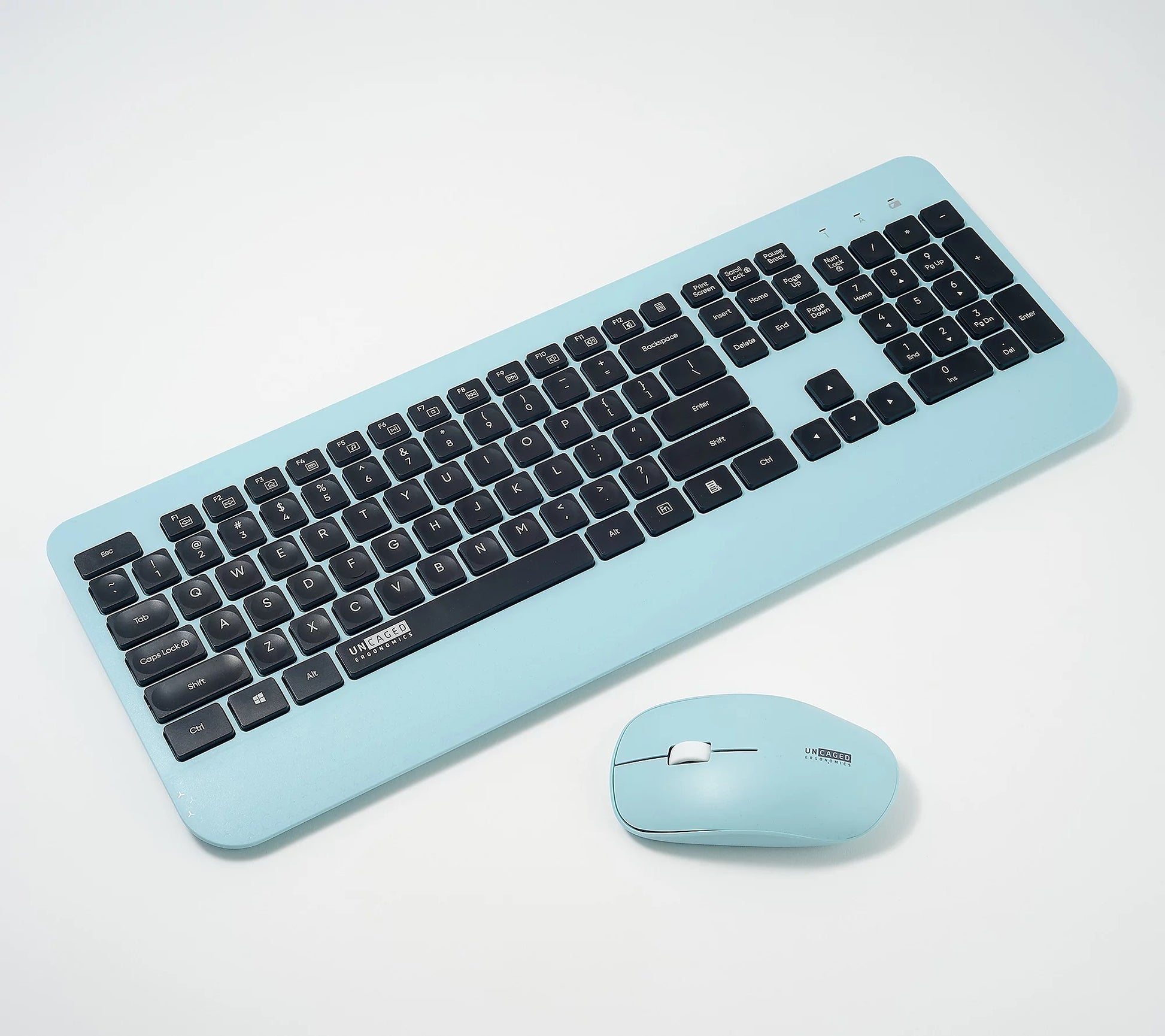 Colored Wireless Keyboard and Mouse Set Black Blue Green Pink –  UncagedErgonomics