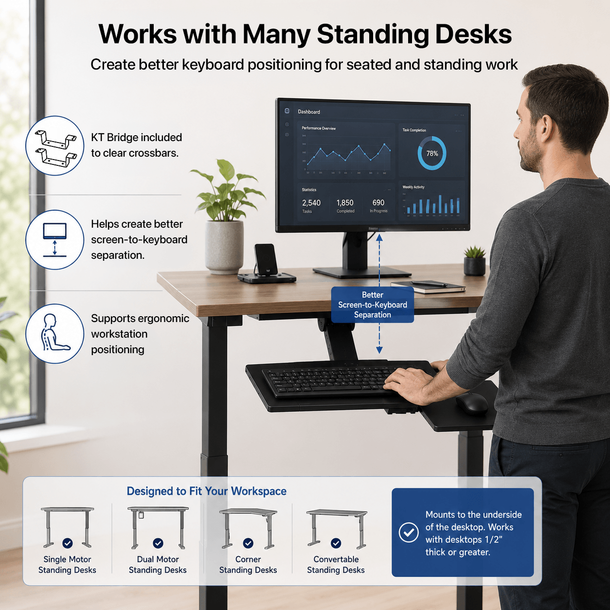 KT1 - Adjustable Ergonomic Keyboard Tray