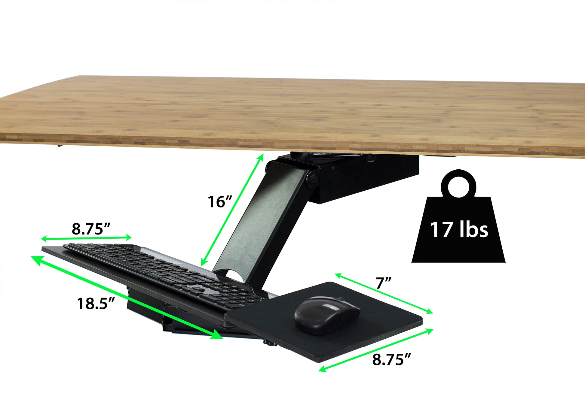 KT1 Ergonomic Under-Desk Computer Keyboard Tray adjustable height angle  negative tilt sliding pull out platform swivels 360 slides office products