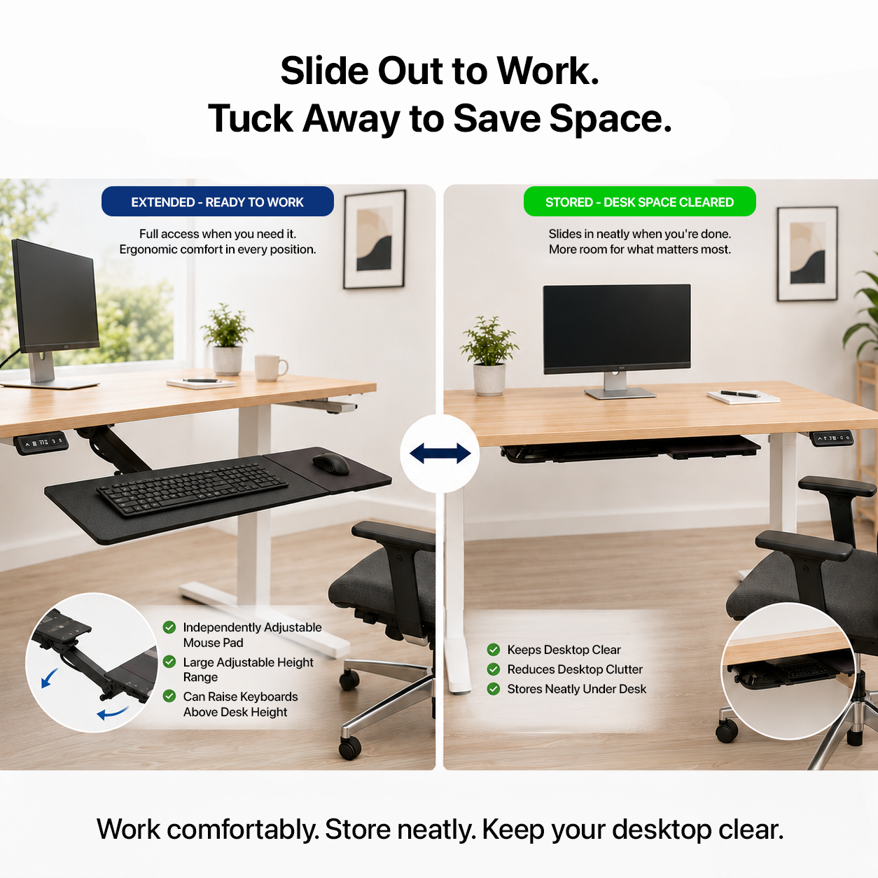 KT2 - Adjustable Standing Desk Keyboard Tray