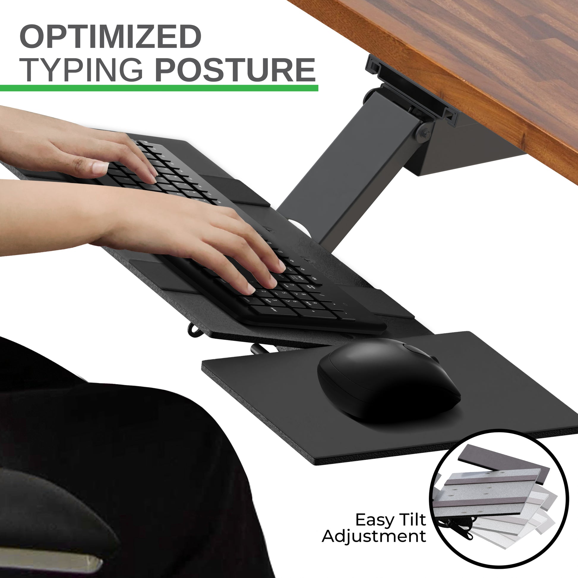 KT2 Ergonomic Sit Stand Under-Desk Computer Keyboard Tray for
