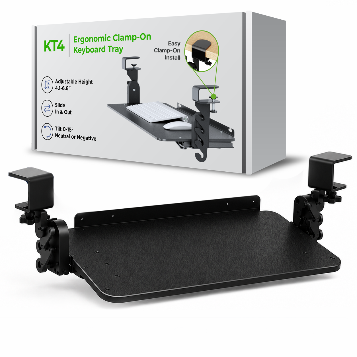 KT4 Clamp On Keyboard Tray Under Desk