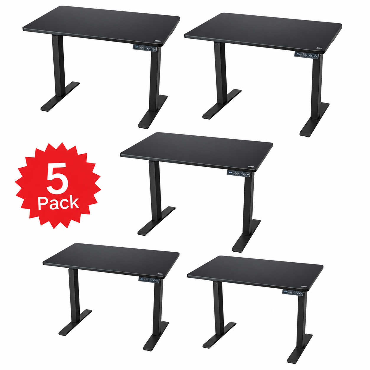 5-Pack Rise Up 60x30 Bamboo Electric Standing Desks - Scratch & Dent