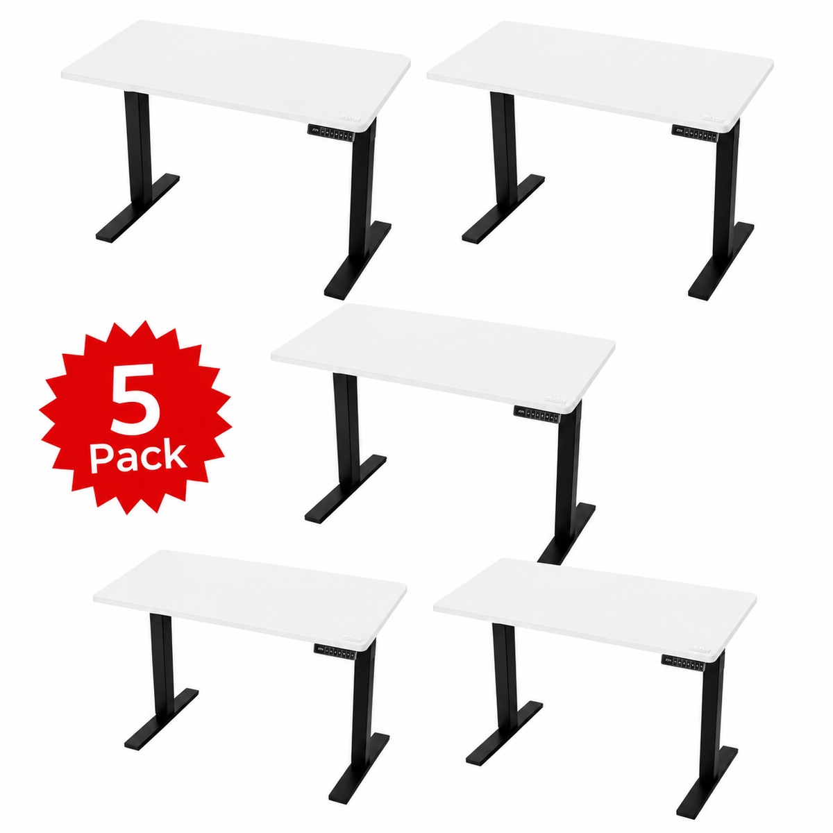 5-Pack Rise Up 60x30 Bamboo Electric Standing Desks - Scratch & Dent