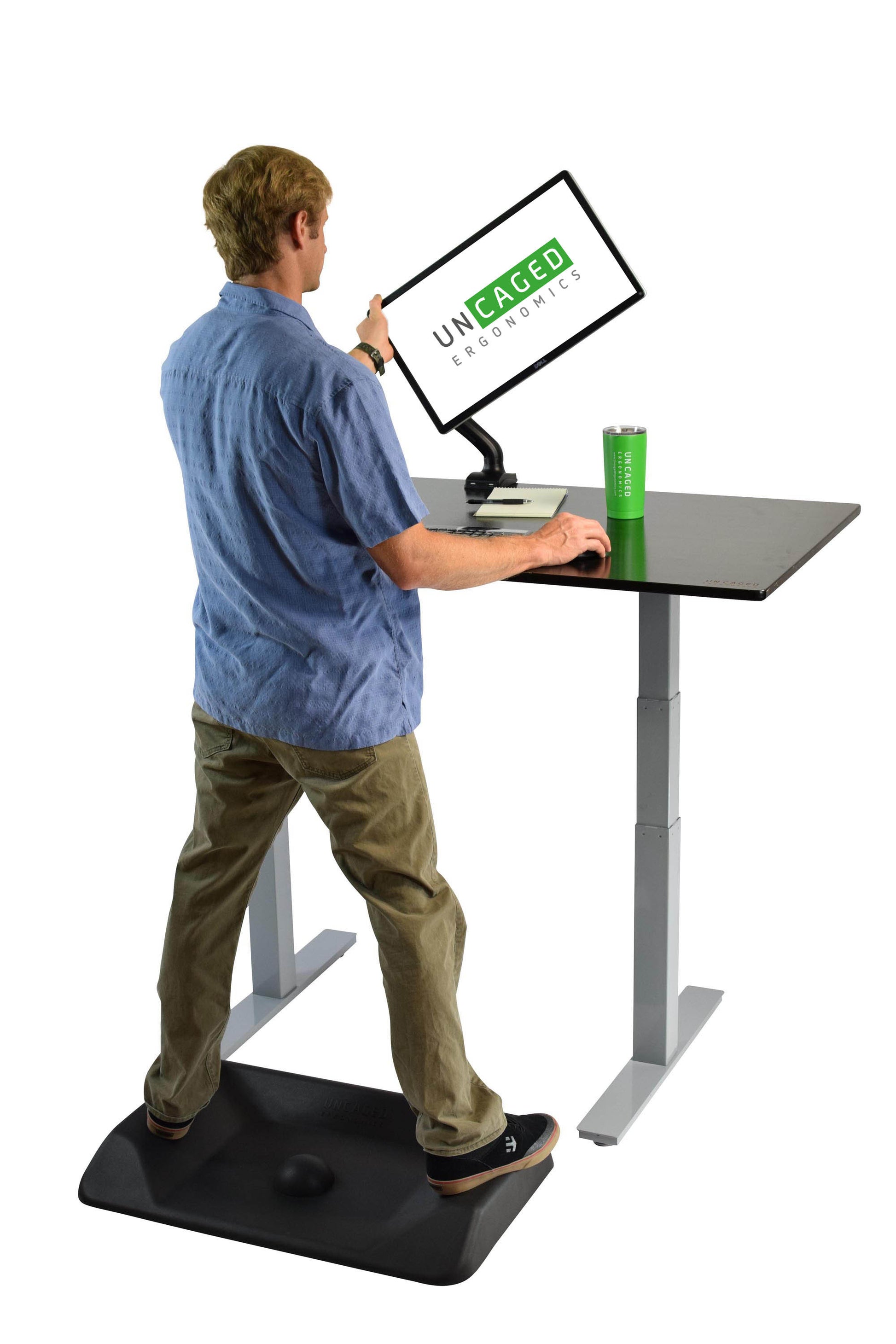 Dual Monitor Mount ergonomic computer screen stand arm desk mount –  UncagedErgonomics