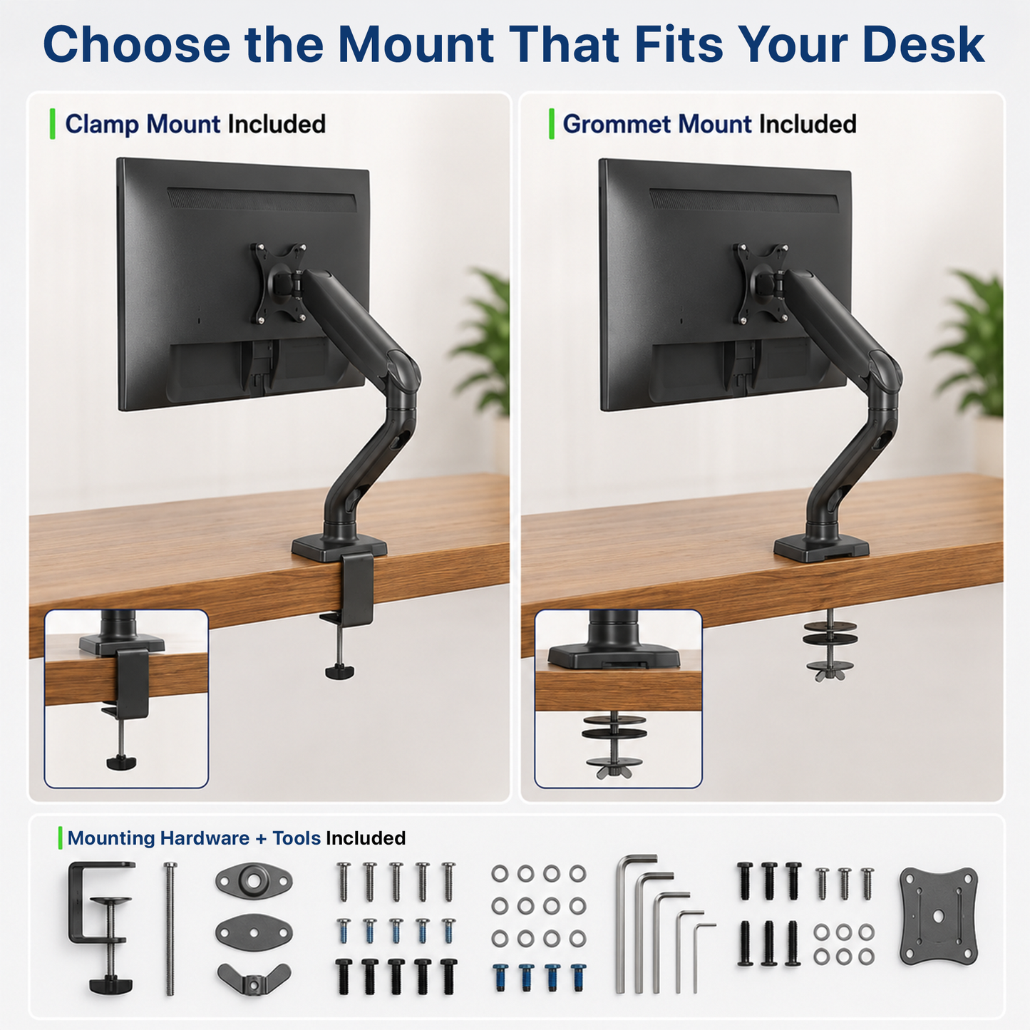 Single Monitor Arm with 2 USB Ports