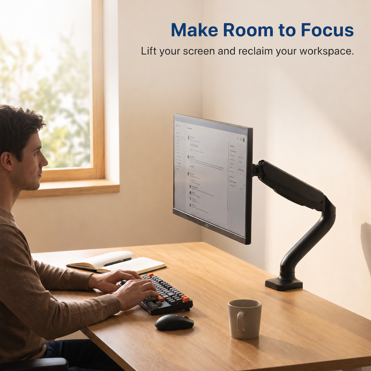 Single Monitor Arm - No USB Ports