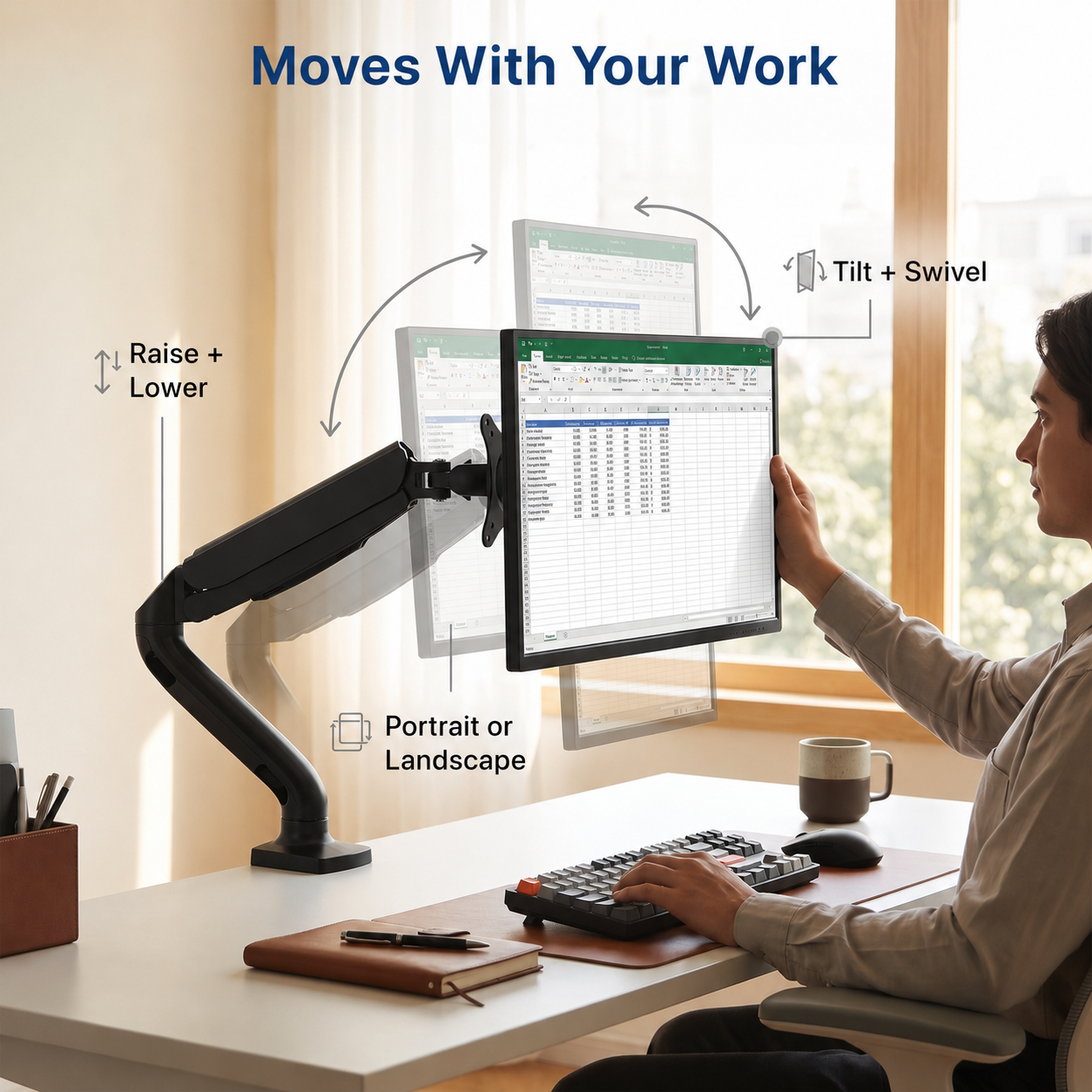 Single Monitor Arm - No USB Ports
