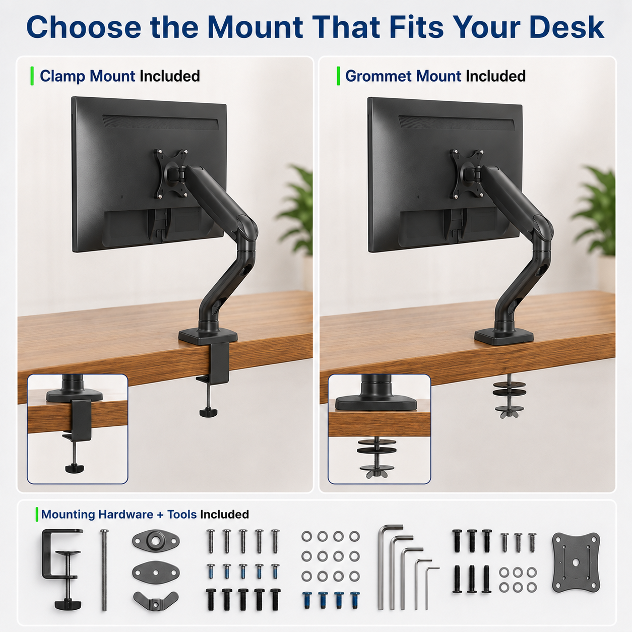 Single Monitor Arm - No USB Ports