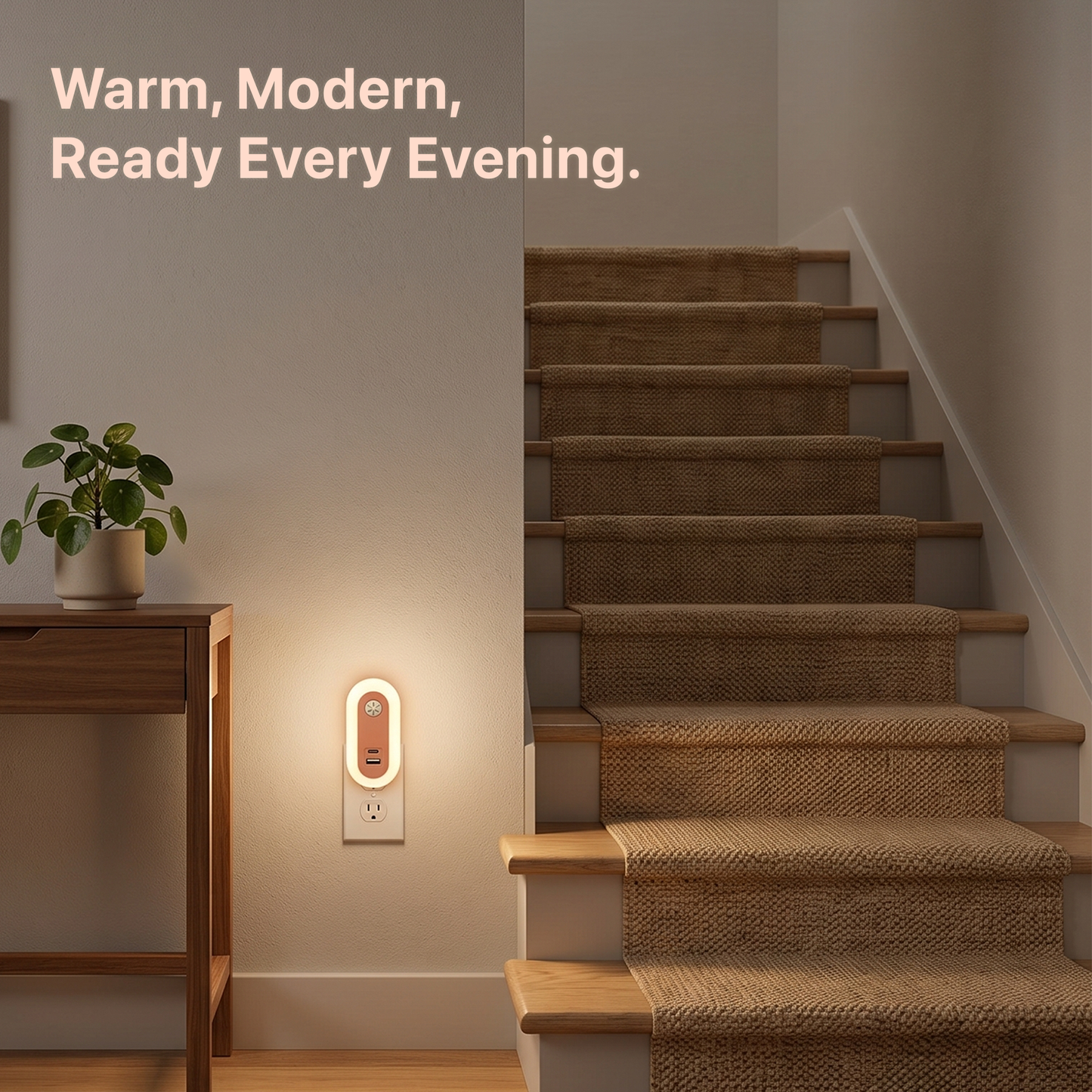 Automatic Dusk-to-Dawn Night Light with USB-A + USB-C - 2-Pack