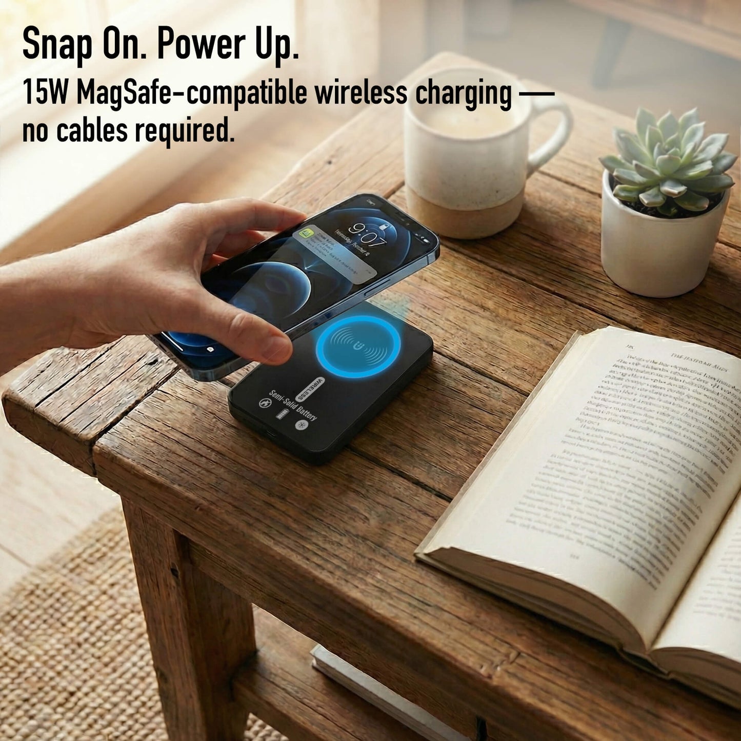 Ultra Slim Solid-State Power Bank 5000mAh with Magnetic Wireless Charging & 20W USB-C PD