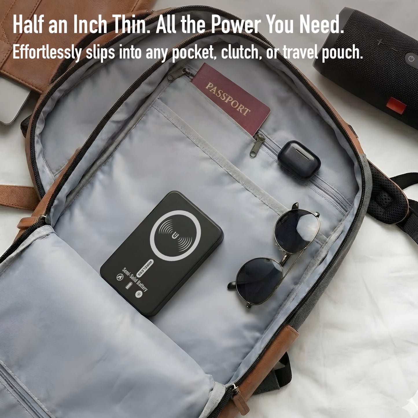 Ultra Slim Solid-State Power Bank 5000mAh with Magnetic Wireless Charging & 20W USB-C PD