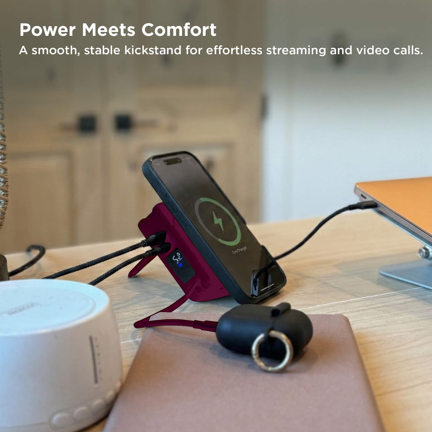 Uncaged Ergonomics 8-in-1 Power Bank – Wireless, Watch & Built-In Cable Charger (10,000 mAh)