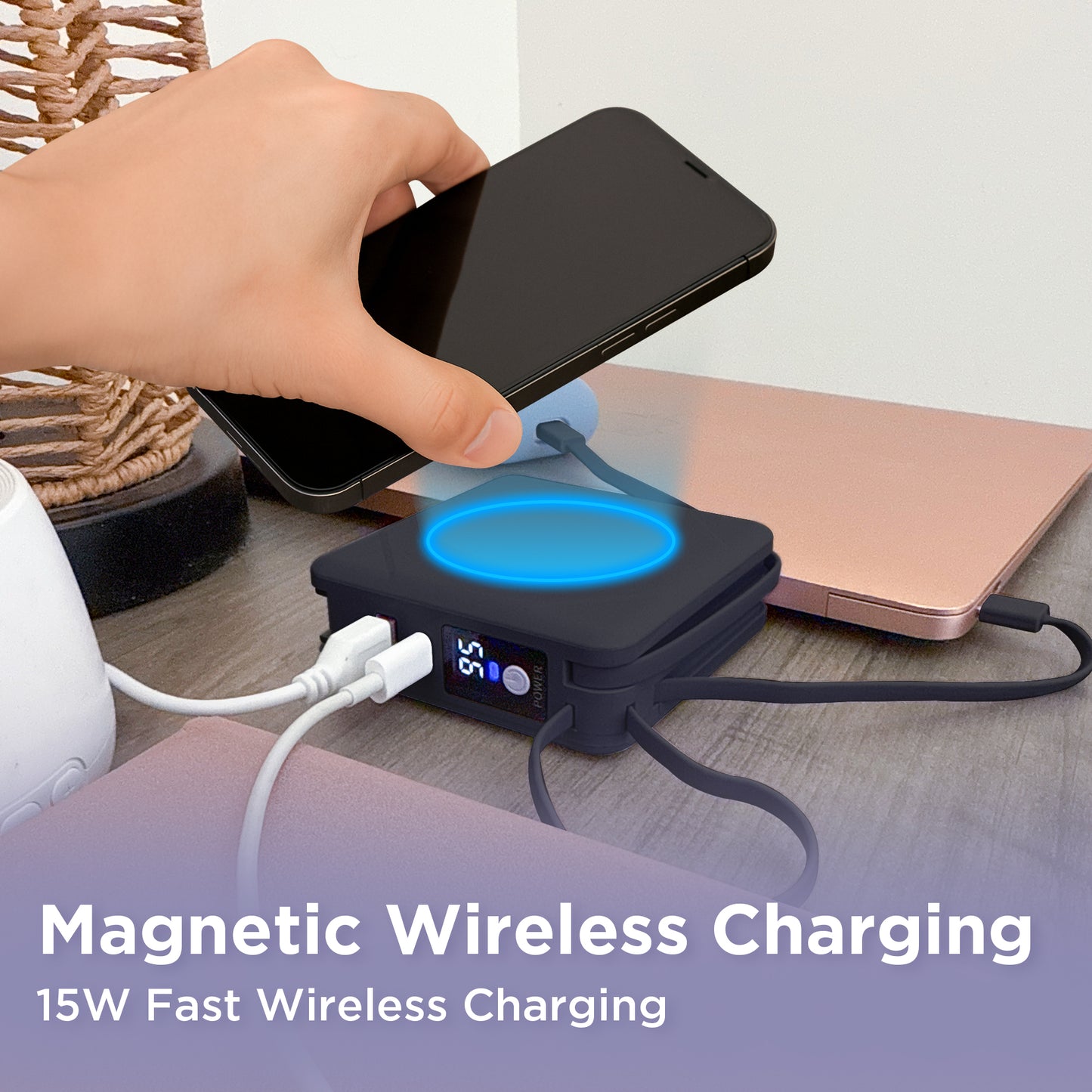 7-in-1 Power Bank | 10,000 mAh ETL Certified, Wireless & Built-In Cables