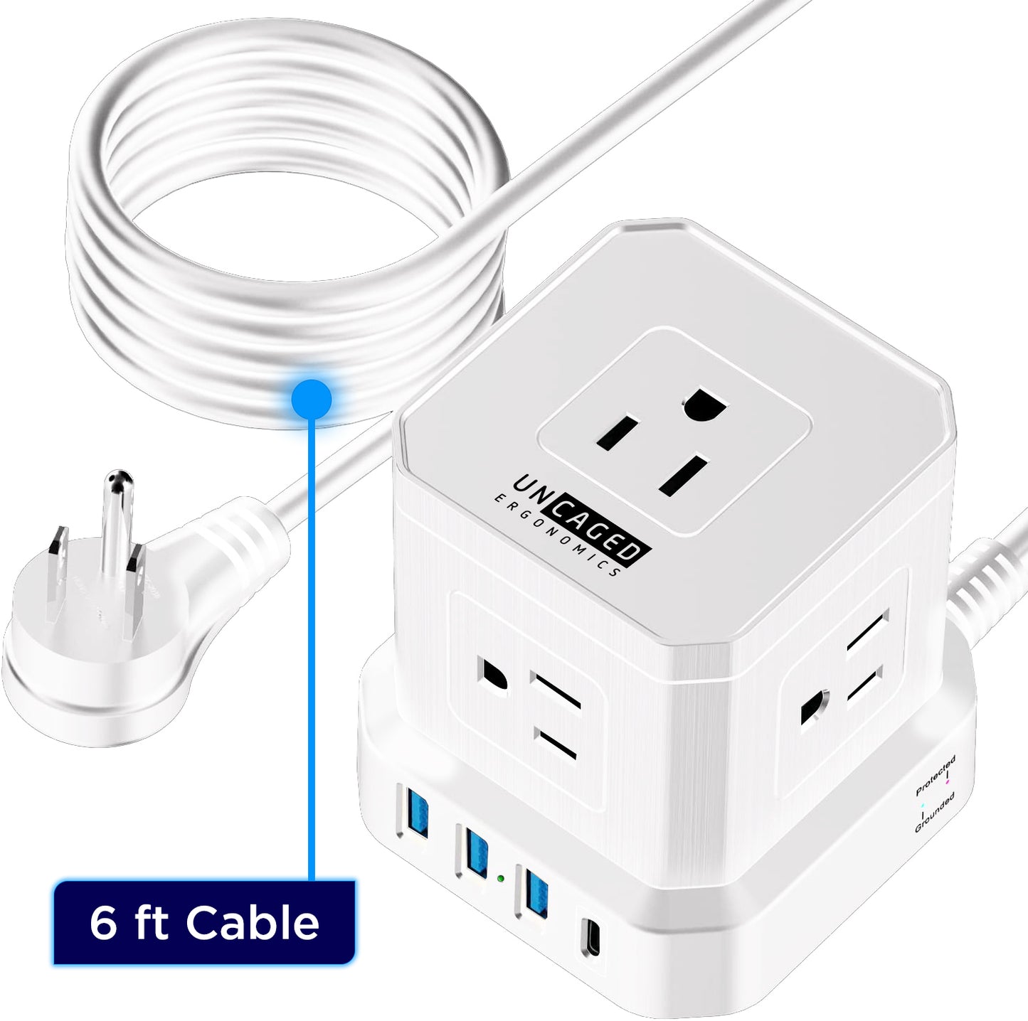 Cube Surge Protector Power Strip with USB Ports