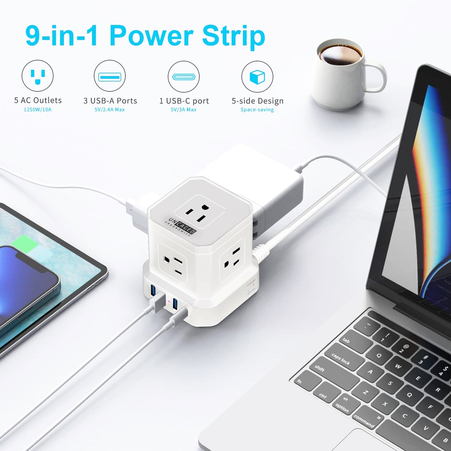 Cube Surge Protector Power Strip with USB Ports