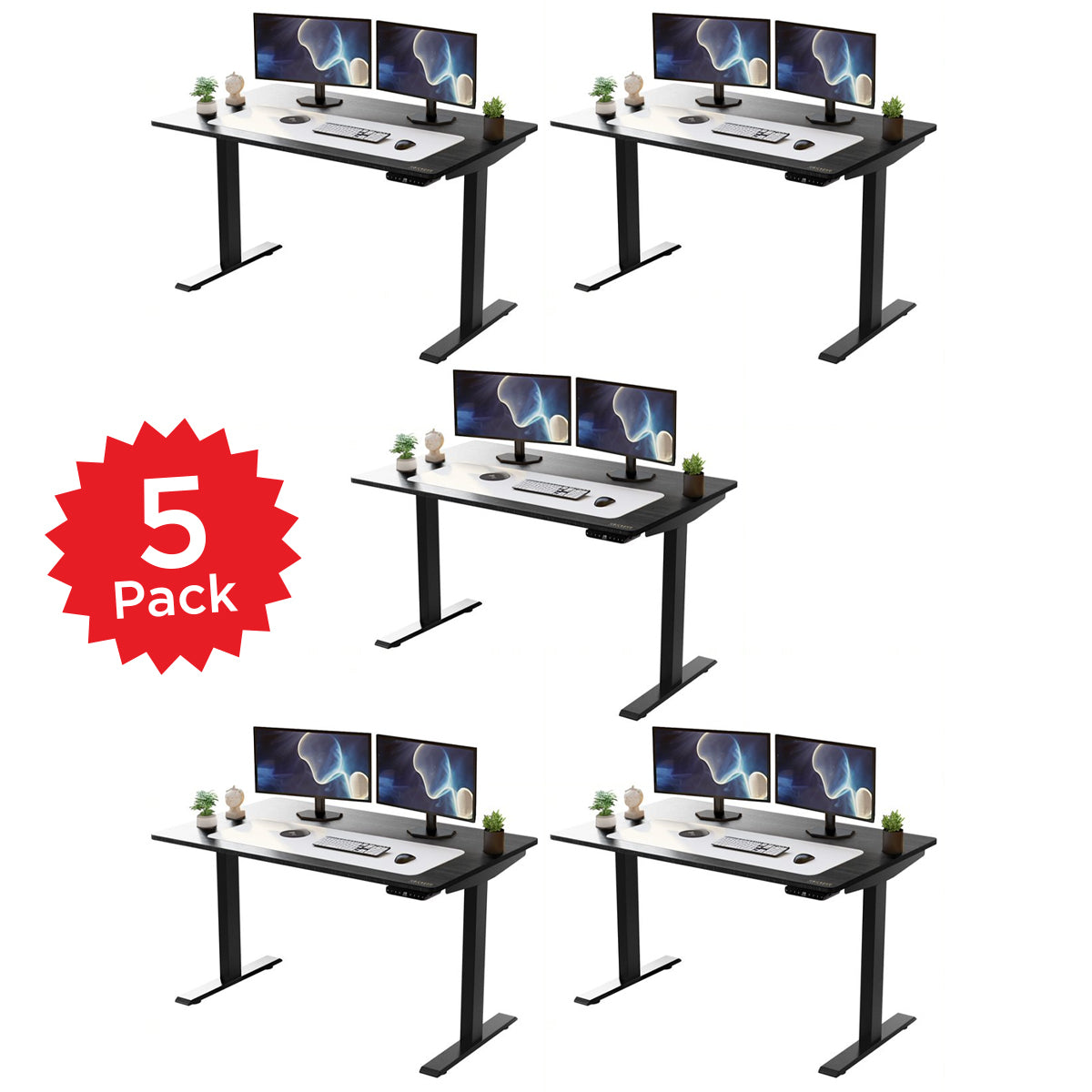 5-Pack Rise Up Electric Standing Desks - Scratch & Dent Bamboo Desks ...